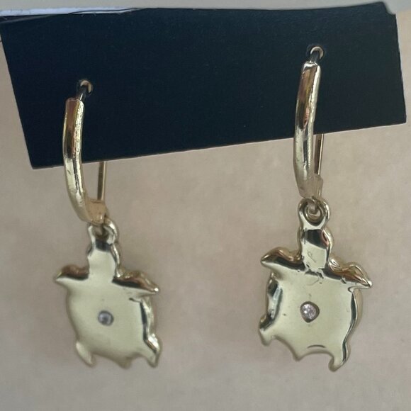 Gold Tone Turtle Drop Earring Napier Simulated Crystal KOHLS - Picture 3 of 6